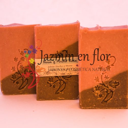 Jabón Natural artesanal Neem y Arcilla Rosa - Jazmín en flor